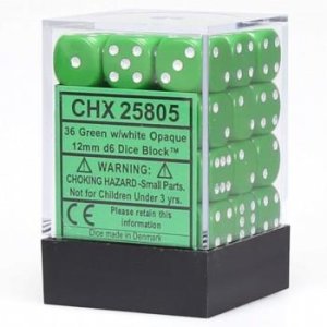 Chessex Opaque 12mm d6 with pips Dice Blocks (36 Dice) -...