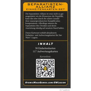 Star Wars: Legion – Separatisten-Allianz Einheitenkarten-Set (DE)