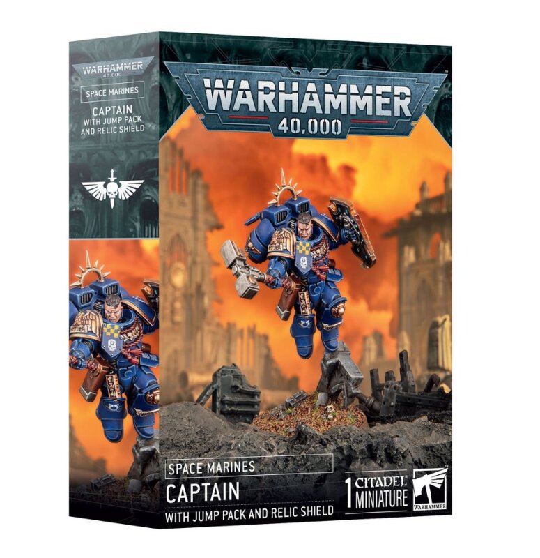 SPACE MARINES: CAPTAPIN MIT SPRUNGMODUL UND EHRENSCHILD